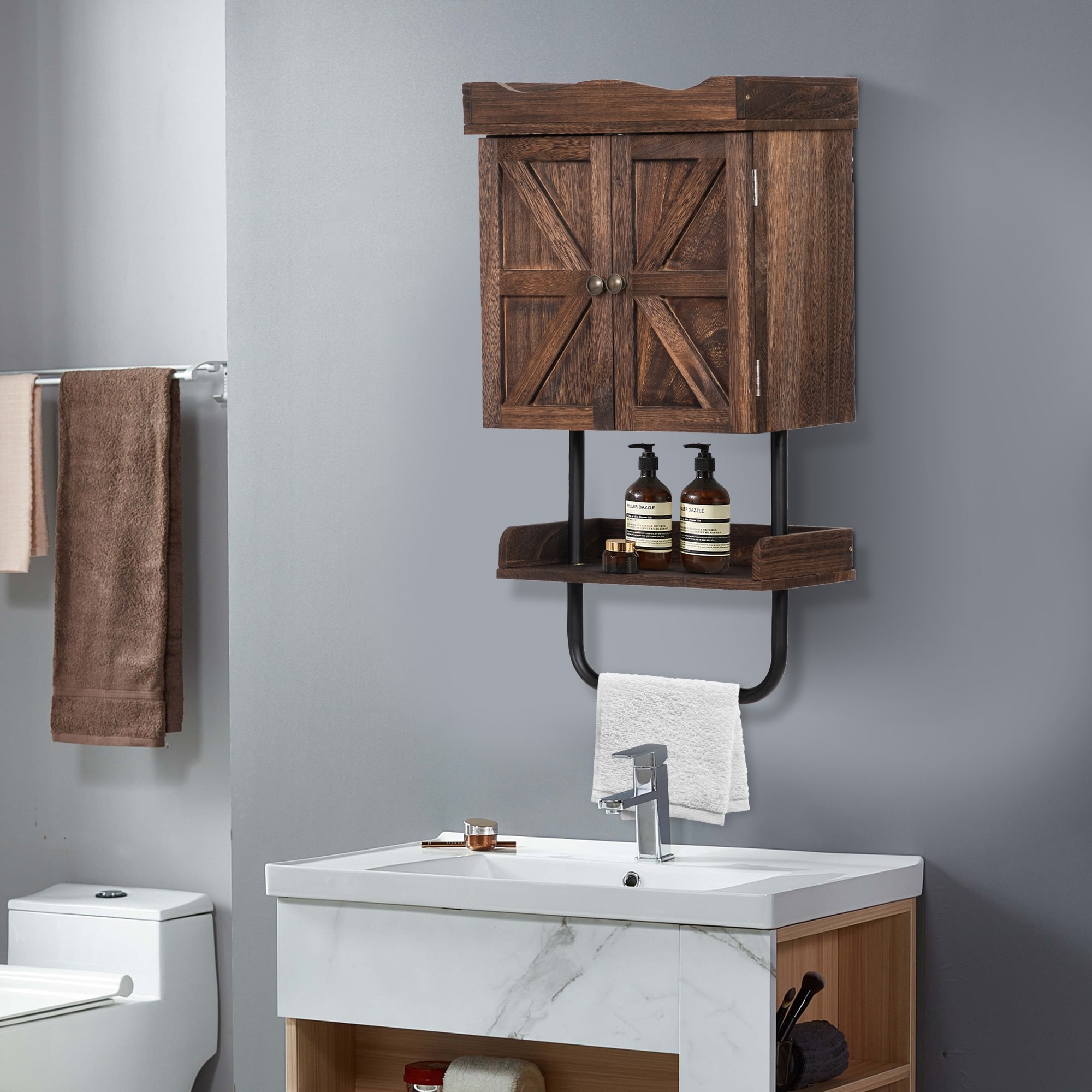 Small medicine cabinet with deals towel bar