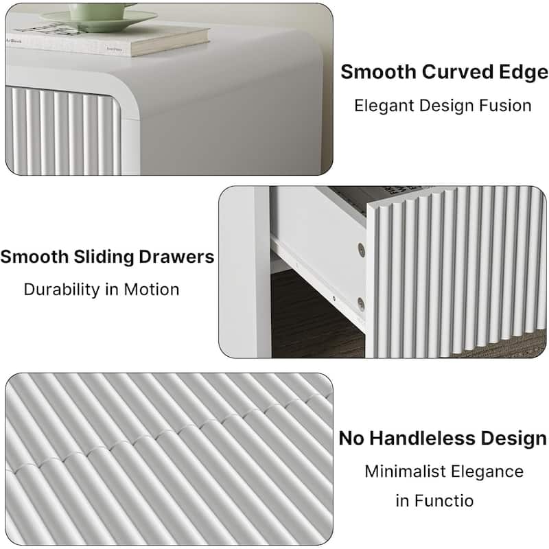 FURNIWAY White 6 Drawer Dresser 55" Push to Open Modern for Bedroom