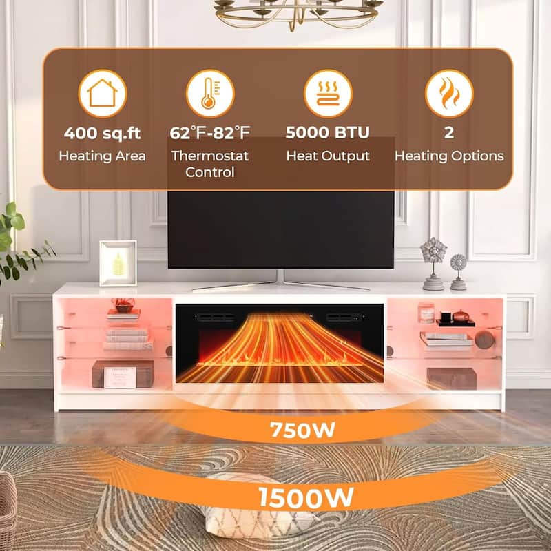 36'' Electric Fireplace Inserts Recessed Fireplace Heater