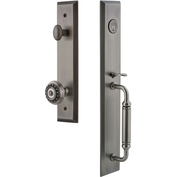 Grandeur FAVCGRPAR_ESETD_NA Fifth Avenue Solid Brass Rose Dummy "C" Grip Handleset with Parthenon Knob