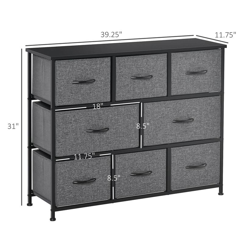 8-Drawer Fabric Dresser with MDF Top Foldable & Portable Storage Chest with Steel Frame and Anti-Topple Safety