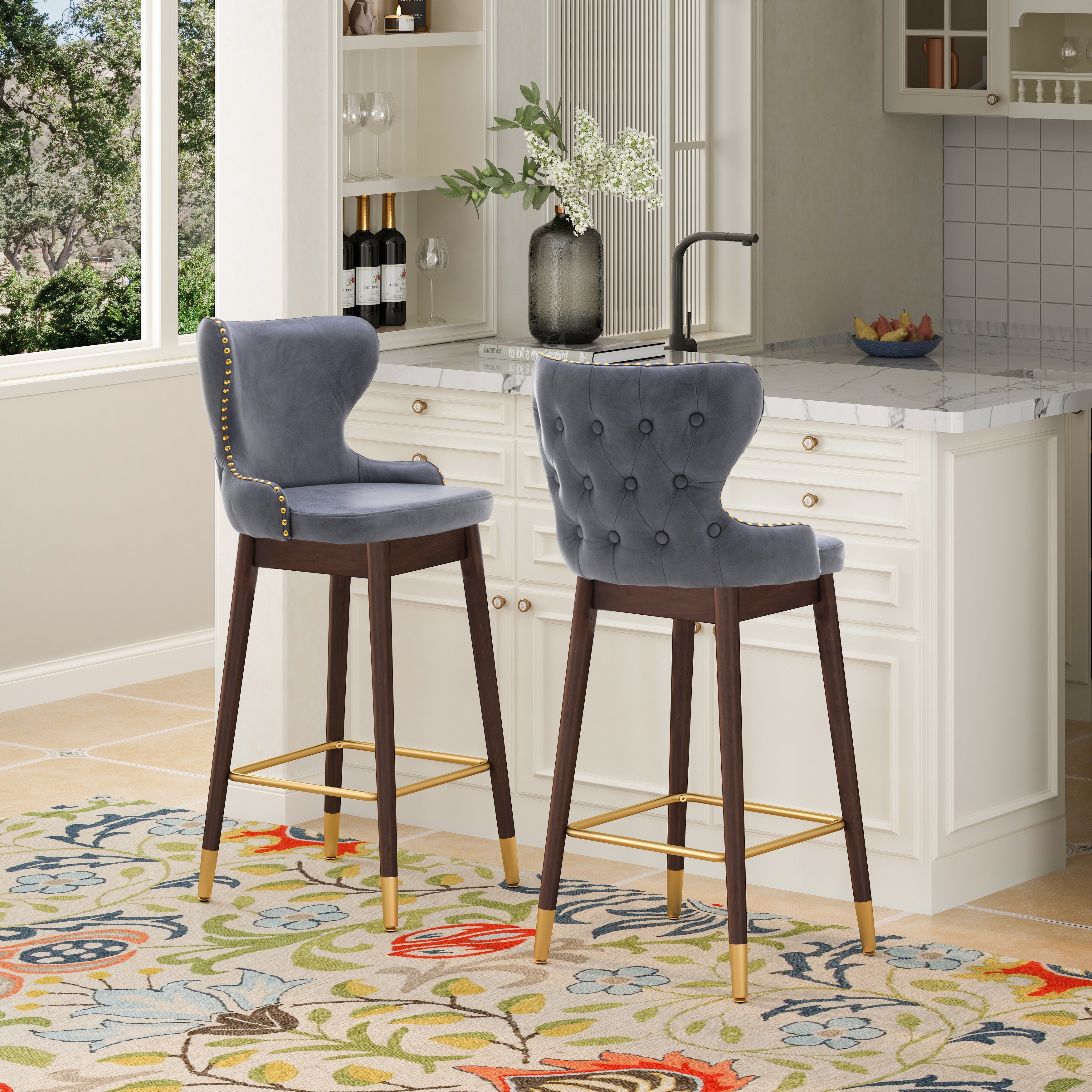 Gracewood hollow maraire wood swivel sale barstool