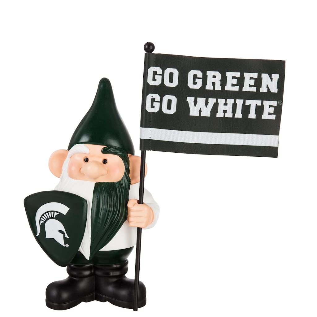 10 in. x 6 in. Michigan State University NCAA Garden Gnome with Team Flag - 10"