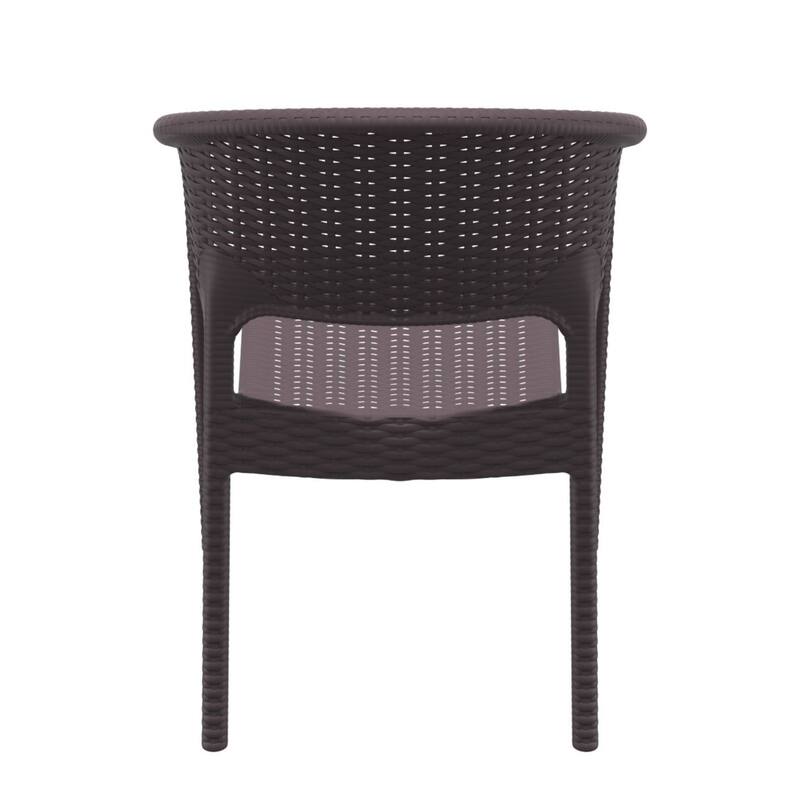 32" Brown Wickerlook Patio Stackable Dining Arm Chair