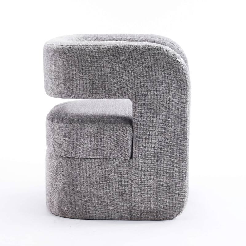 Set of 1 Square Barrel Shaped Boucle Upholstered Accent Armchair