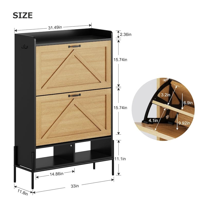 Shoe Cabinet with 2 Flip Drawers - 2 Flip Drawers
