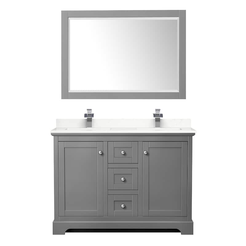 Avery 48-inch Double Vanity, Quartz Top, 46-inch Mirror