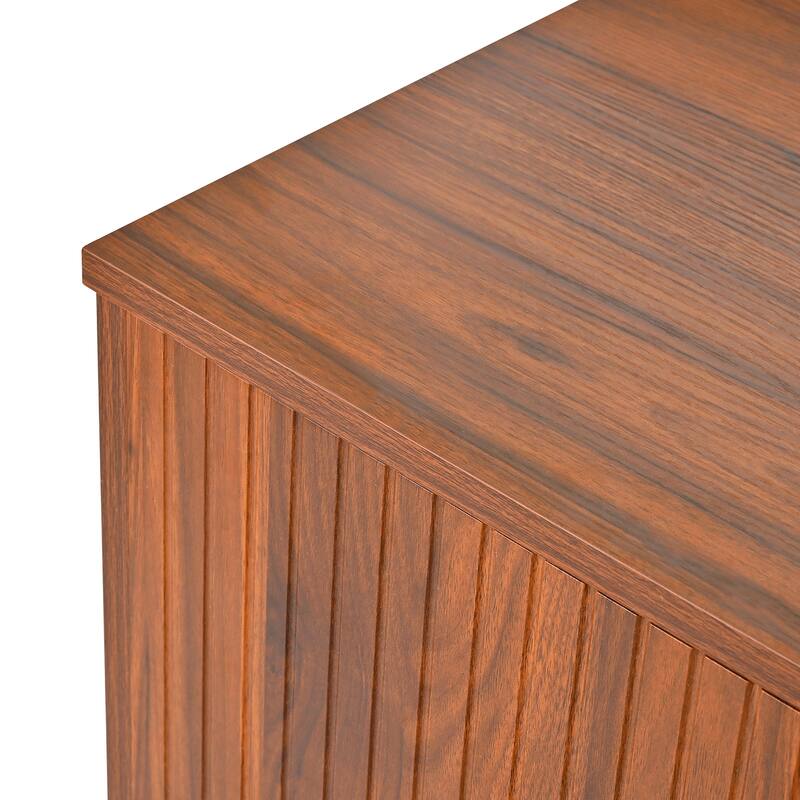 GDFStudio - Isolde MDF Geometric-Carved Mid-Century Buffet with Metal Legs