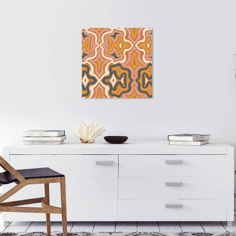 Wynwood Studio Canvas Abstract Retro Blush Tribal Pink and Dark Blue Modern & Contemporary Wall Art Canvas Print