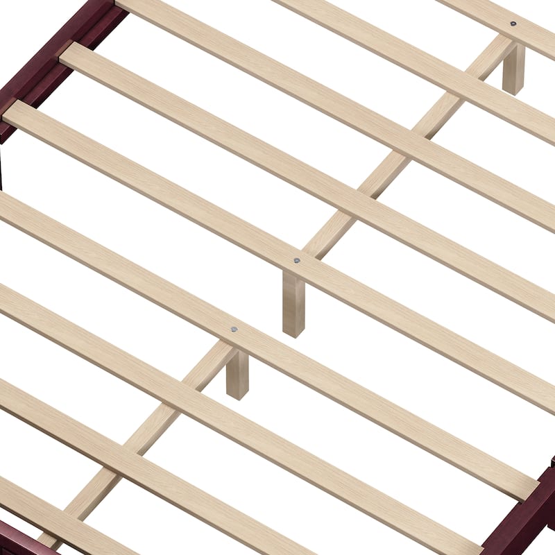 Bed Frame Queen Size with Headboard, Vintage Queen Bed Frame with Slats Support, Wooden Platform Queen Bed