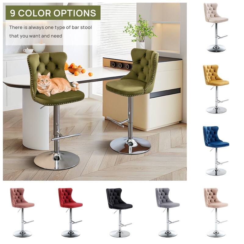 Swivel Foam Barstools Adjusatble Seat Set of 2