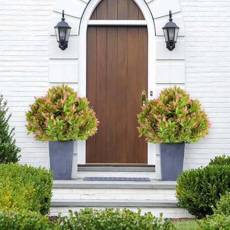 Set of 2 Inch Artificial Topiary Ball Tree with Spike for Home Decor - 2 pcs