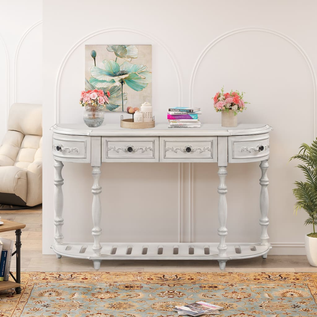 Console Table with 4 Drawers and 1 Shelf