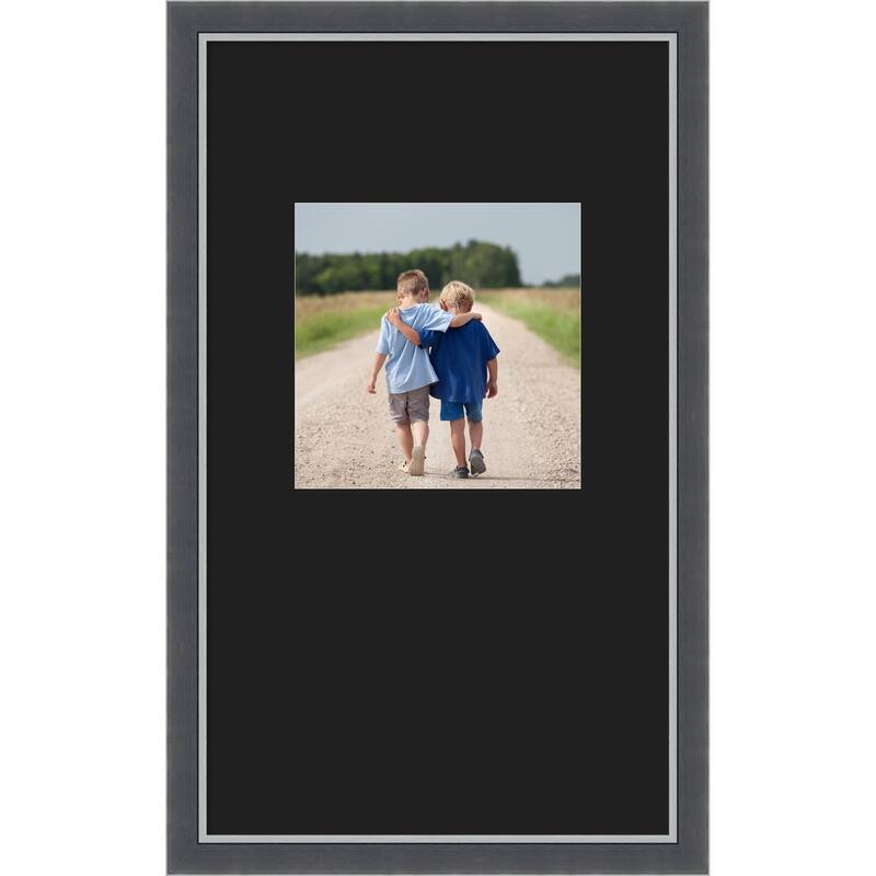 Eva Black Silver Thin Framed Picture Frame, Photo Frame - 13x22 Matted Black 8x8