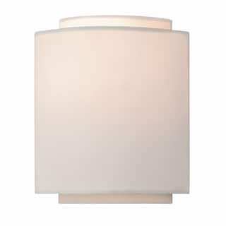 Burnaby 1-light Gold Mid-century White Linen Modern Flush Wall Sconce - 7-in W x 9.25-in H x 5.75-in D