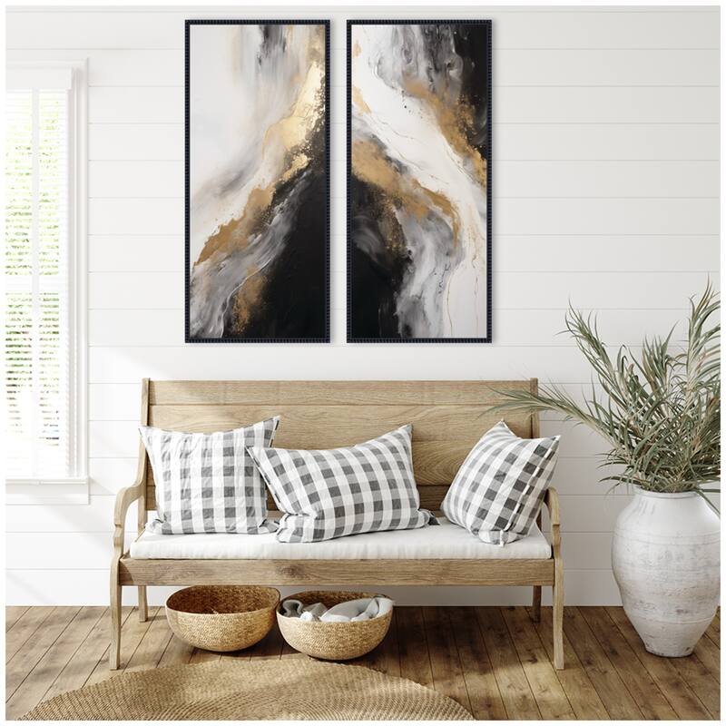 Kate and Laurel Luxe Drift 2 Piece Framed Canvas Wall Art Set by The Creative Bunch Studio
