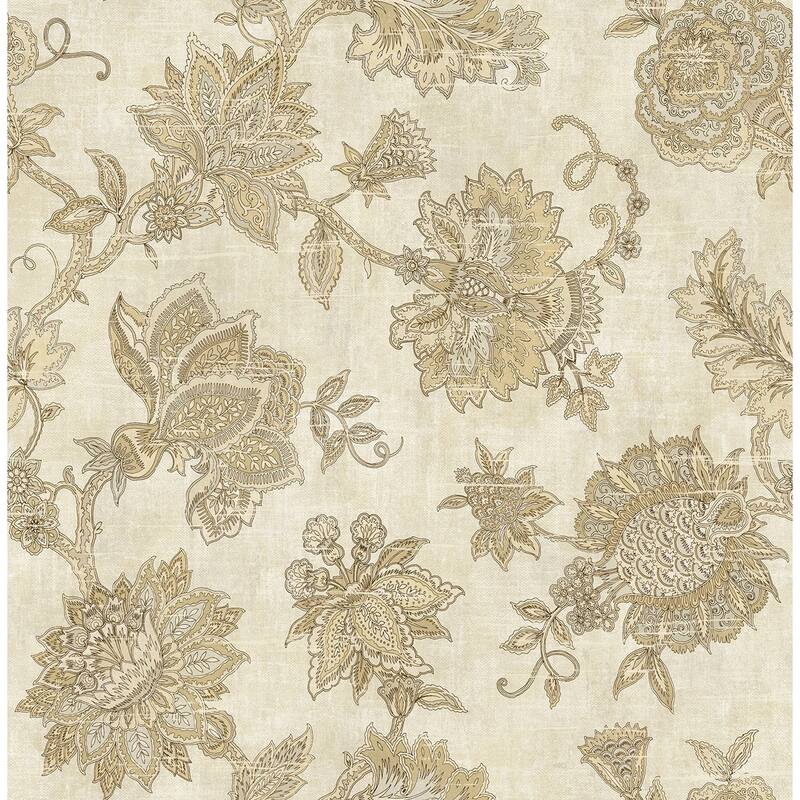 Seabrook Designs Woodcroft Paisley Unpasted Wallpaper - 20.5 in. W x 33 ft. L - 20.5 in. W x 33 ft. L - Metallic Beige & Khaki