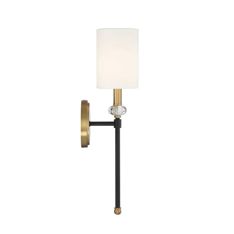 Tivoli 1-Light Wall Sconce in Matte Black with Warm Brass Accents
