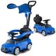 preview thumbnail 1 of 48, Gymax 3-in-1 Toddler Push Car w/Adjustable Canopy Under Seat Storage Blue