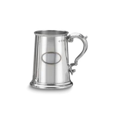 Curata 17 Ounce Classic Stainless Steel Glass Bottom Pewter Plate Tankard