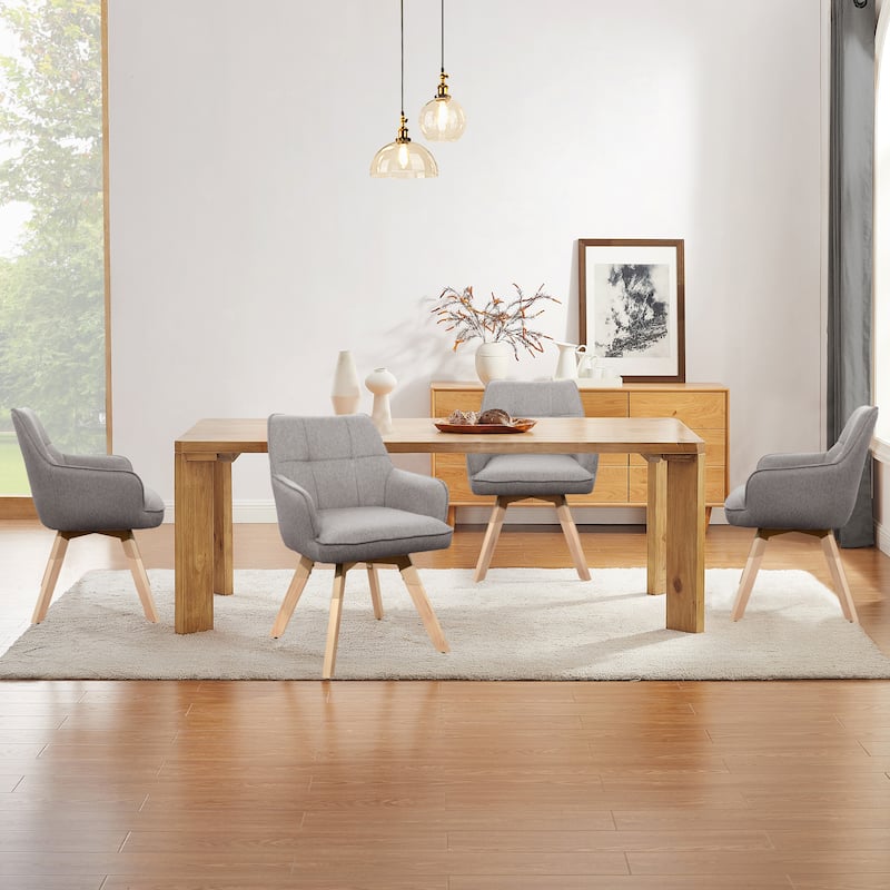 Art Leon Swivel Fabric Dining Arm Chair (Set of 2)