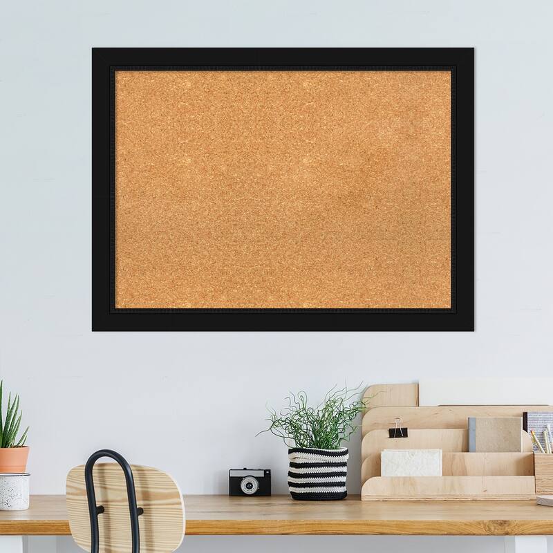 Avon Black Framed Natural Corkboard Bulletin Board, Organization Board, Pin Board