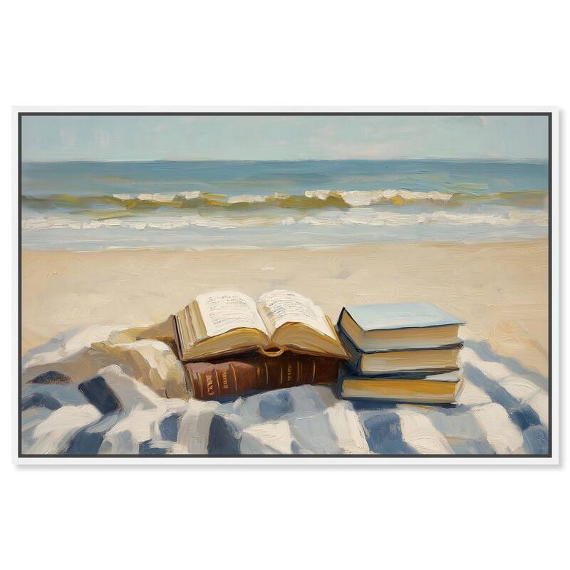 Beach Reading Canvas by Art Remedy - White - 36" x 24"