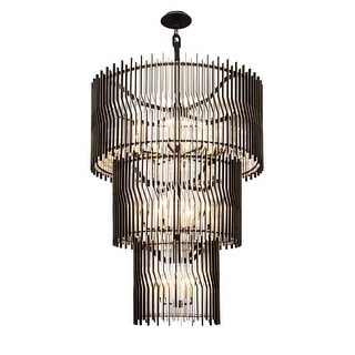 Varaluz Park Row 18-Light 3-Tier Chandelier - Matte Black/French Gold