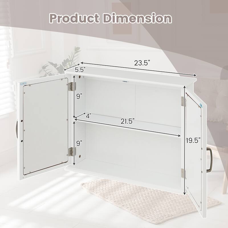 Wall Mounted Bathroom Mirror Cabinet Medicine Cabinet w Mirror Doors