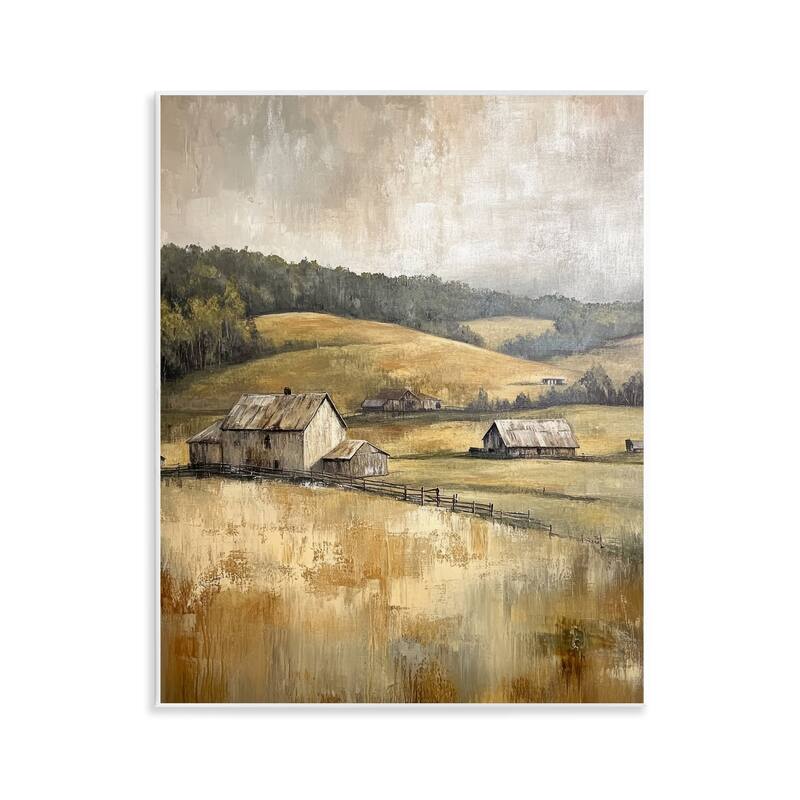 Stupell Rustic Farmland & Rolling Hills Wall Plaque Art Design By Petal Prints Design - 11 x 14