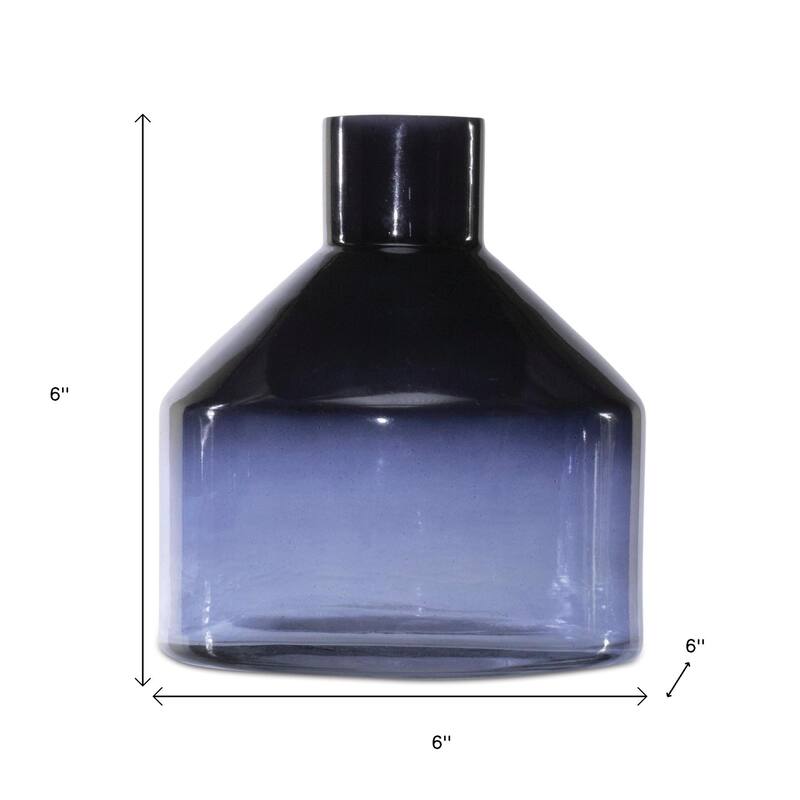 6" Blue Ombre Glass Round Table Vase - 6.00