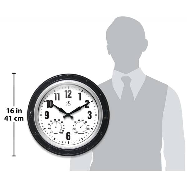 Forecaster Indoor/Outdoor Patio Garden 16 inch Wall Clock Thermometer