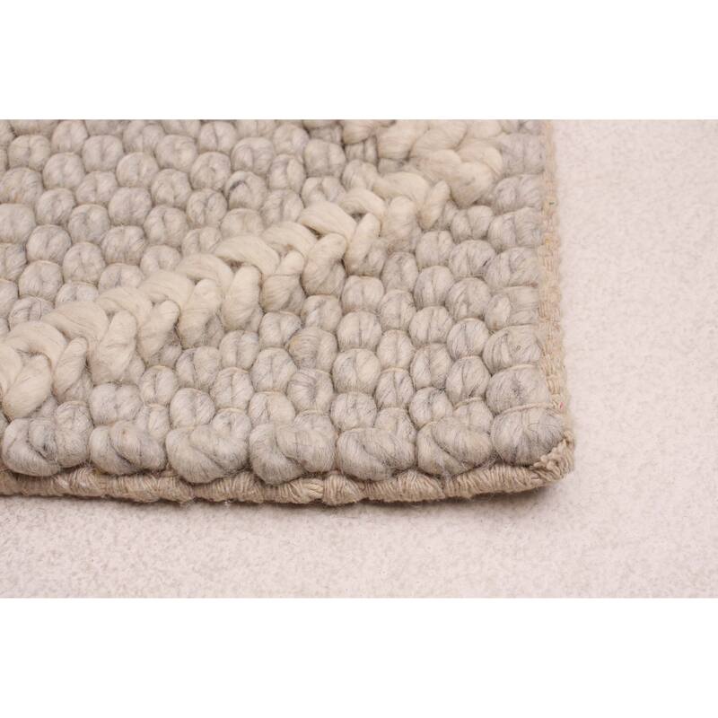 ECARPETGALLERY Braid weave Sienna Grey Wool Rug - 4'1 x 3'10