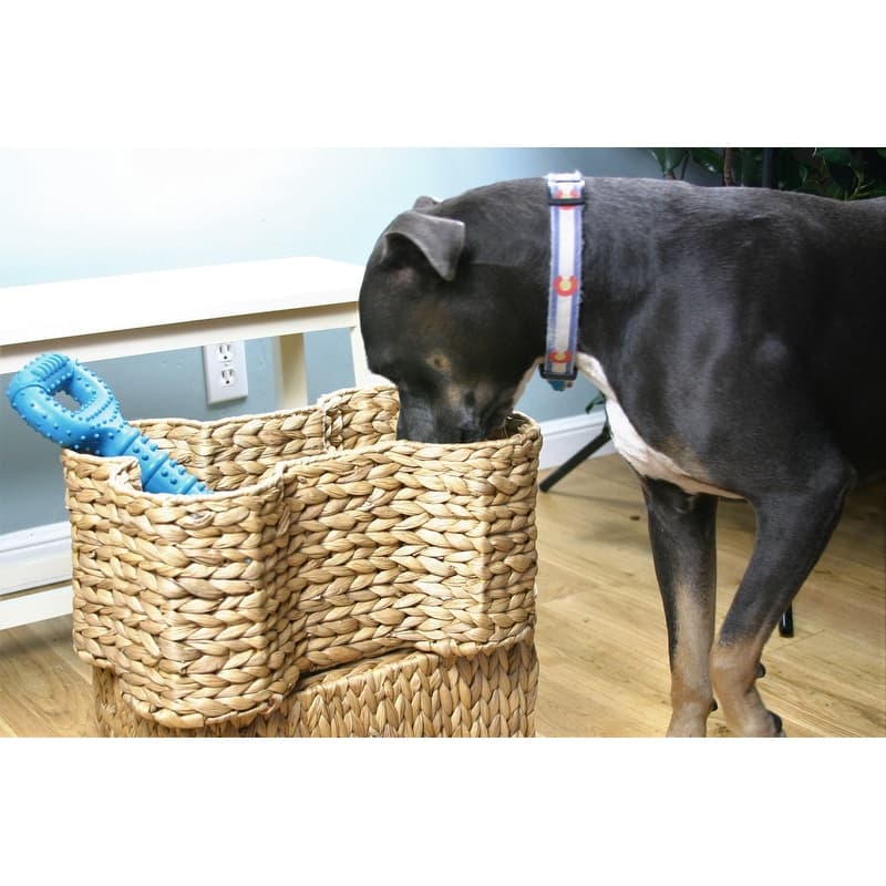Hyacinth Bone Pet Dog Toy Basket 16"L x 11"W x 8"H - 16" x 11" x 8"