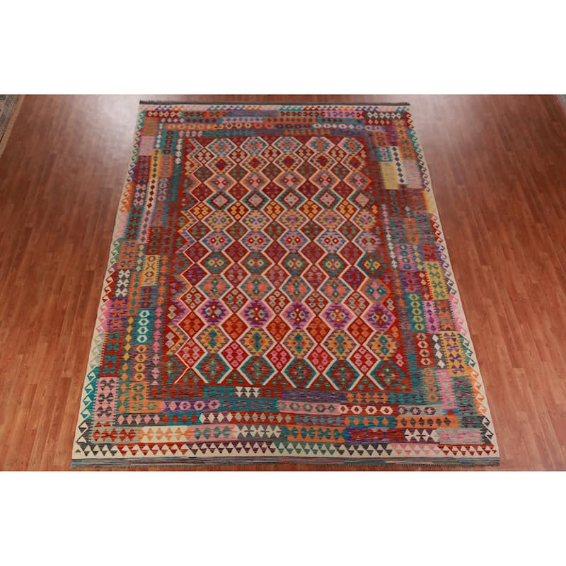 Reversible Kilim Oriental Area Rug Living Room Flatweave Wool Carpet - 10'1"x 13'1"