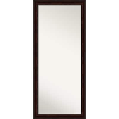 Non-Beveled Wood Full Length Floor Leaner Mirror - Coffee Bean Brown Frame - Coffee Bean Brown - Outer Size: 29 x 65 in