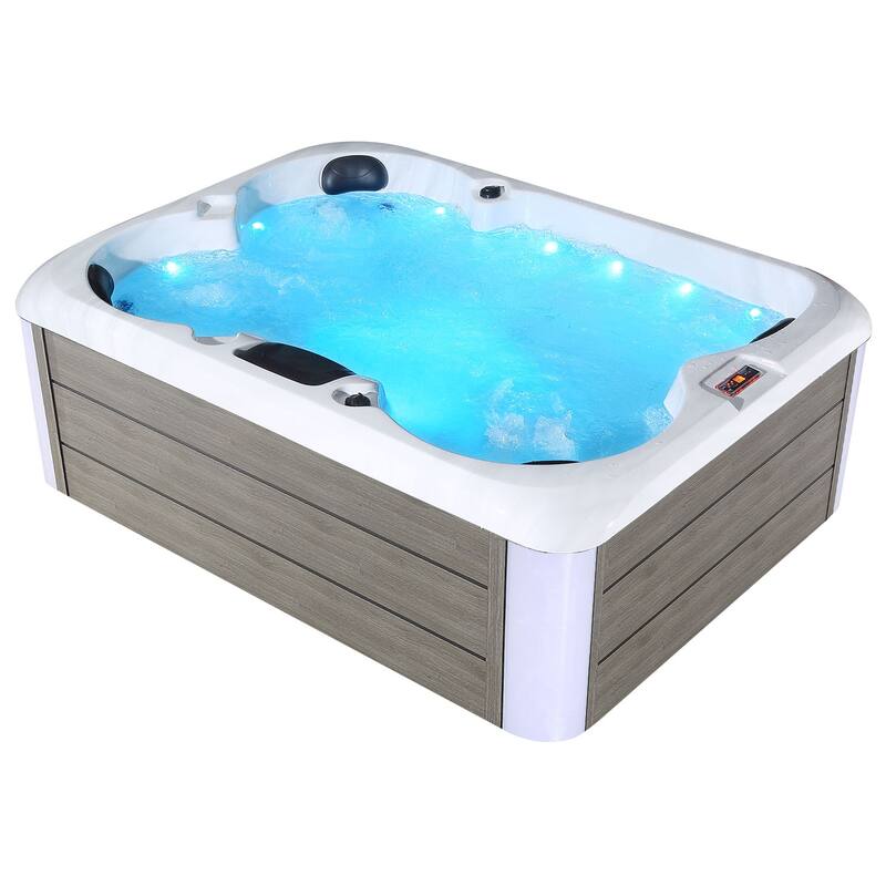 4-Person 20-Jet Premium Acrylic Lounger Spa Standard Hot Tub with Bluetooth Sound System and two-step ladder