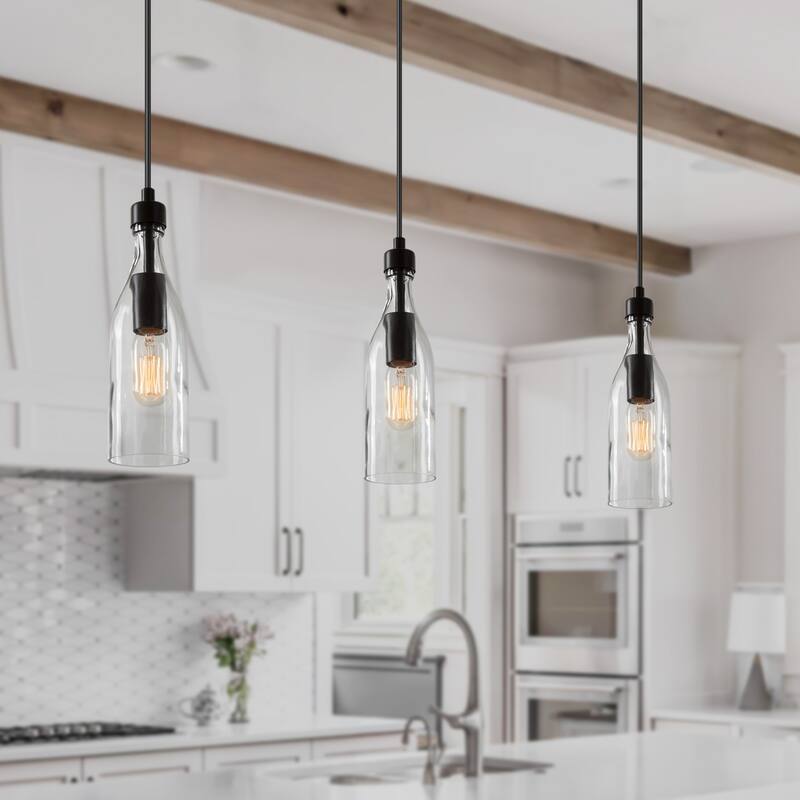 Modern Farmhouse 1-Light Bottle Glass Island Pendant Lights for Dining Room
