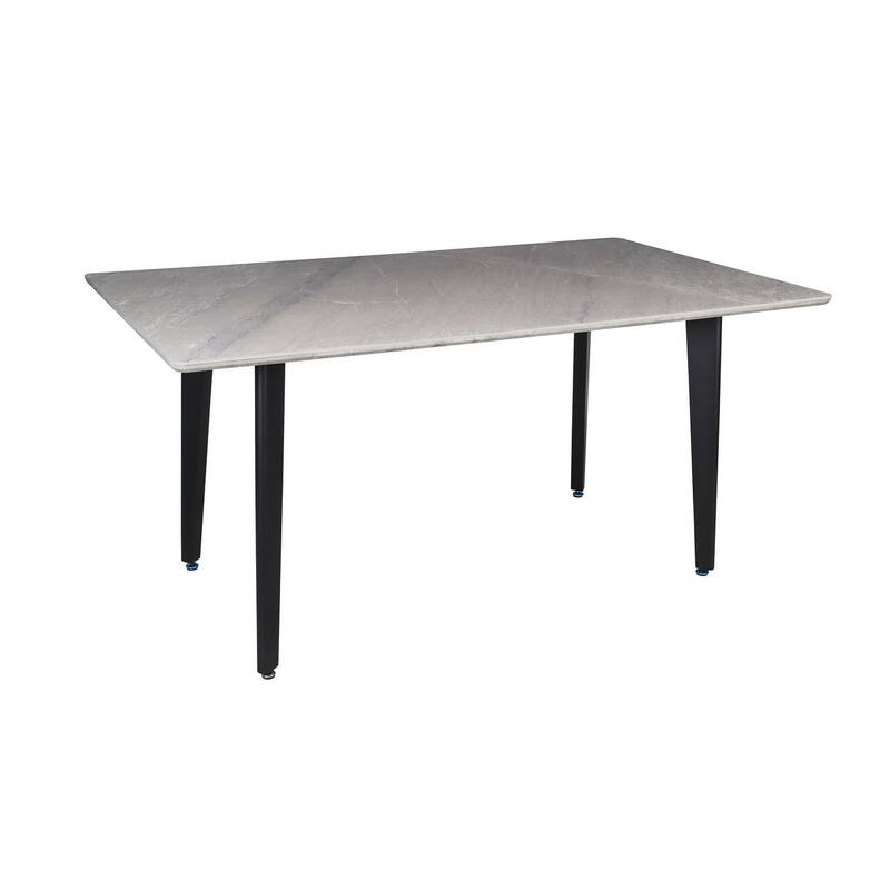 HomeRoots 63" Gray Stone and Metal Dining Table - 62.90 in. x 29.50 in. x 35.40 in.