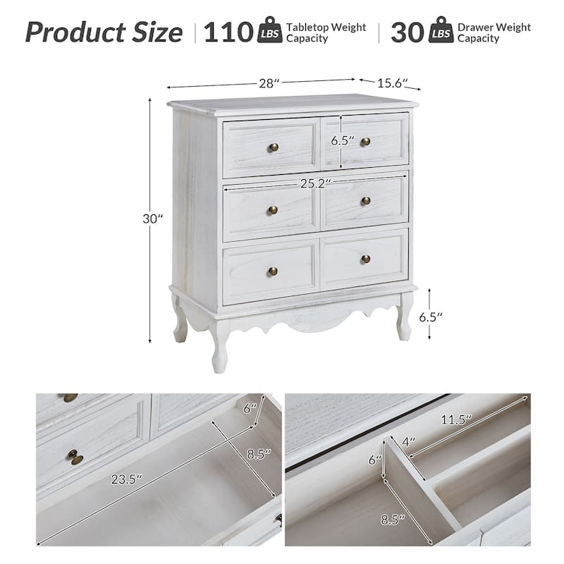 Pallantium Farmhouse 30"Tall Distressed 3-Drawer Nightstand With Solid Wood Legs and Adjustable Feet by HULALA HOME