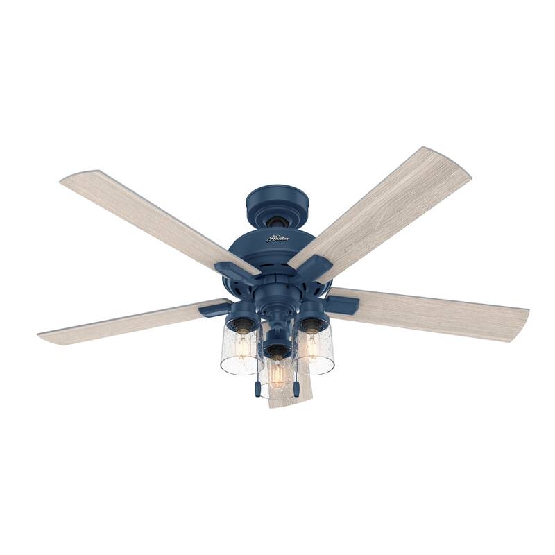 Hunter 52" Hartland Ceiling Fan with 3-Light LED Light and Pull Chains - Farmhouse, Transitional