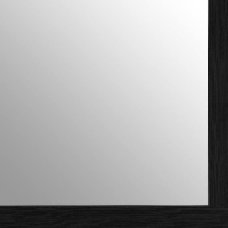 HomeRoots 35" Black Wood Square Mounted Framed Dresser Mirror - 35.43 in. x 35.43 in. x 1.77 in.