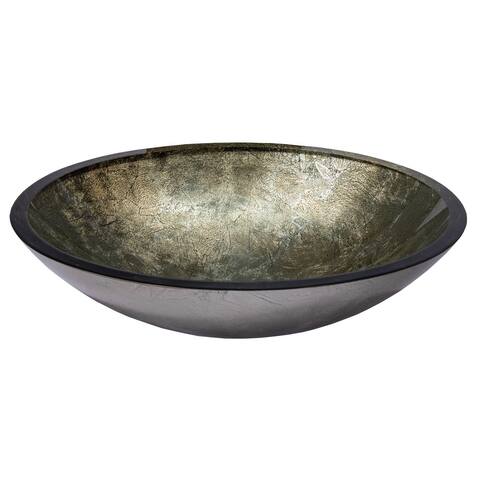 Champagne Foil Oval Glass Vessel Sink