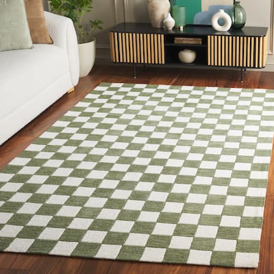SAFAVIEH Handmade Ebony Gulnur Farmhouse Checkered Wool Rug