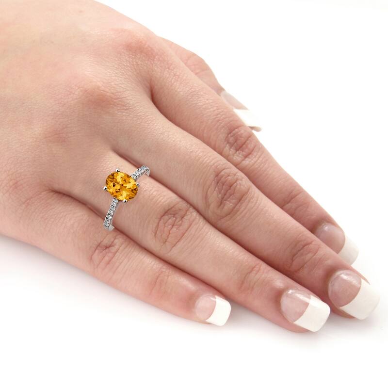 Auriya 1 1/2ct Fancy Oval Citrine and Diamond Engagement Ring 1/4ctw 14k Gold