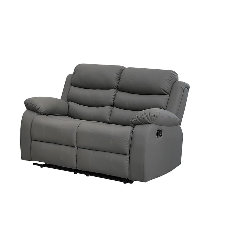 Selena Vinyl 3-Position Comfort Reclining Loveseat - Grey