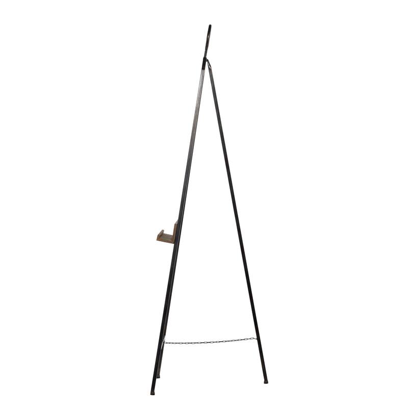 Black Metal Extra Large Adjustable Display Easel with Chain Support and Wood Tray