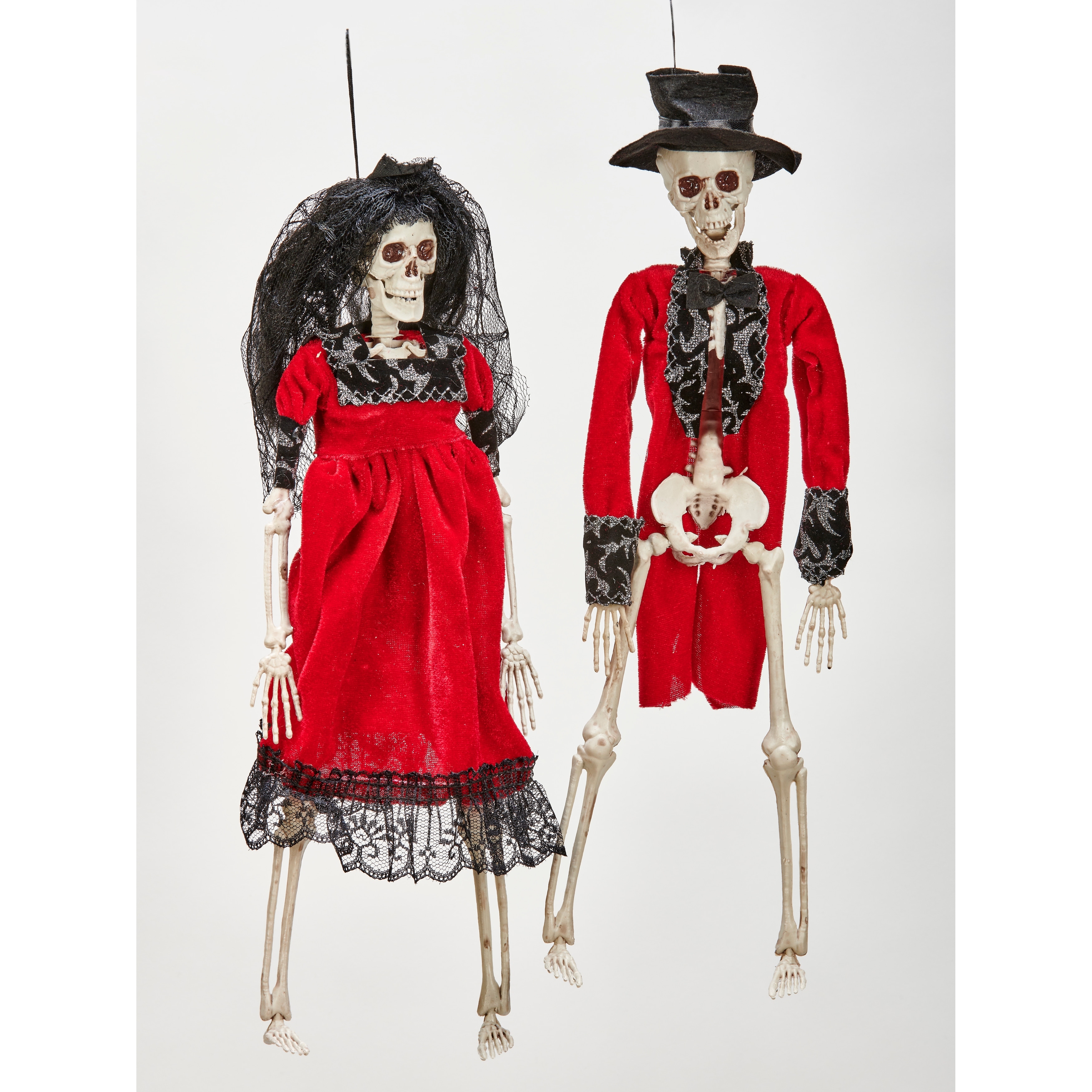 16" Hanging Skeleton Groom & Bride, Set of 2