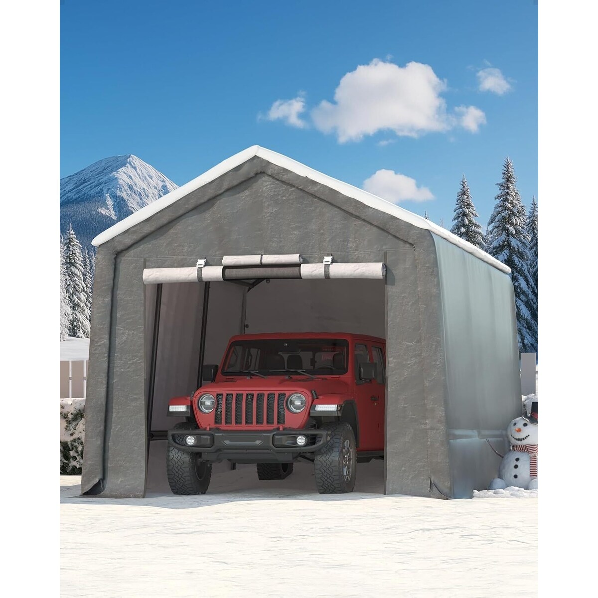 7x15 FT Portable Outdoor Storage Shed, Carport for Motorcycle