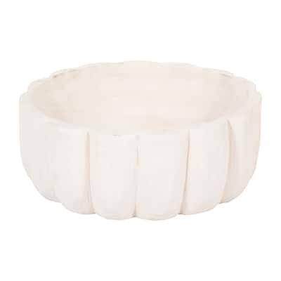 Sagebrook Home Carved Elemental Bowl, 9" Wood - Perfect for Interiors, Exquisite Centerpiece Bowl - 9" x 9" x 4"